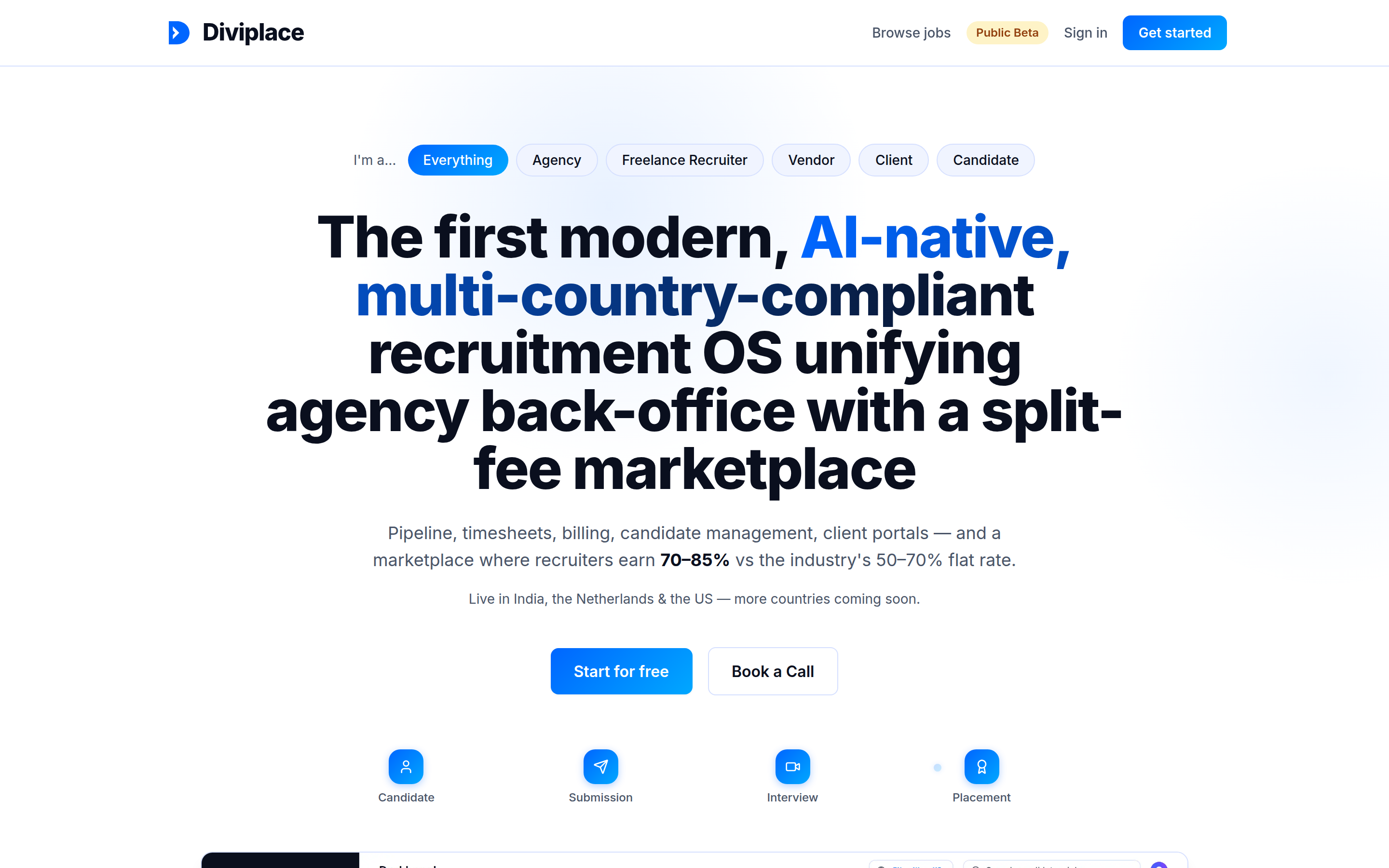 The Diviplace dashboard (placeholder until the real screenshot is supplied)
